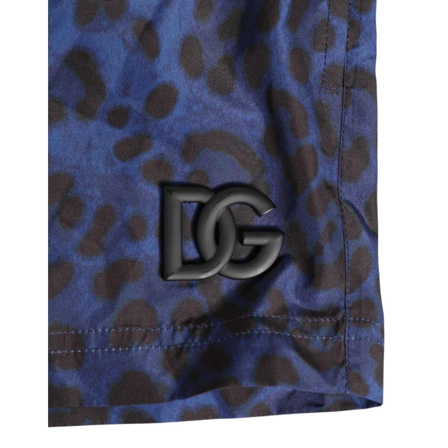 Dolce & Gabbana Blue Leopard Print Polyester Elastic Waistband Swimwear