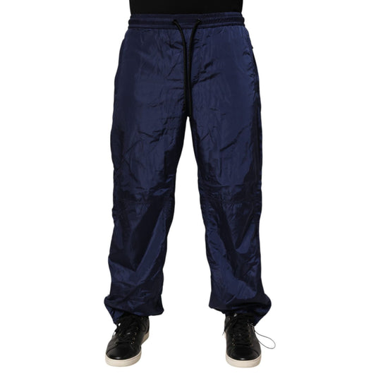 Dolce & Gabbana Blue Nylon Straight Jogger Sweatpants Pants