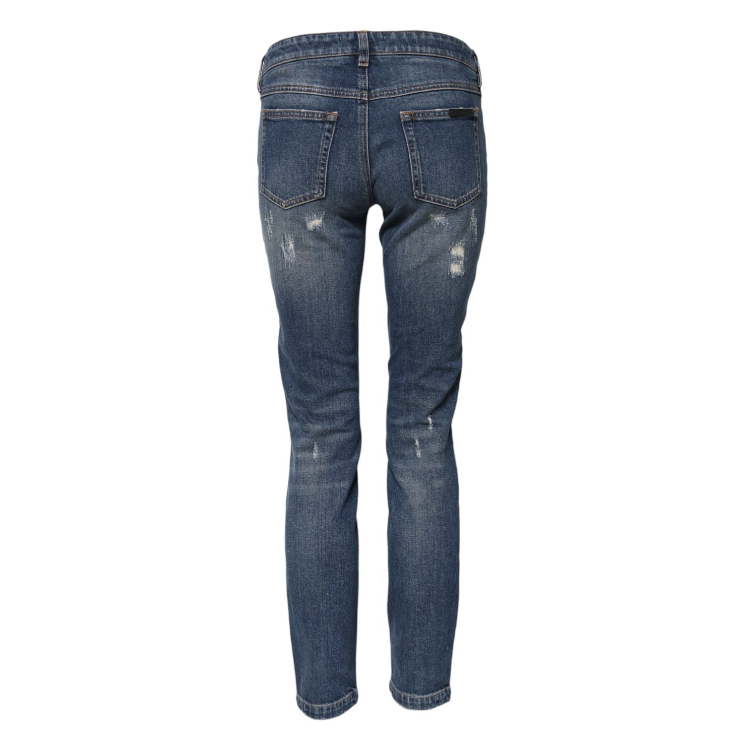 Dolce & Gabbana Blue Play Card Embroidery Skinny Denim Jeans