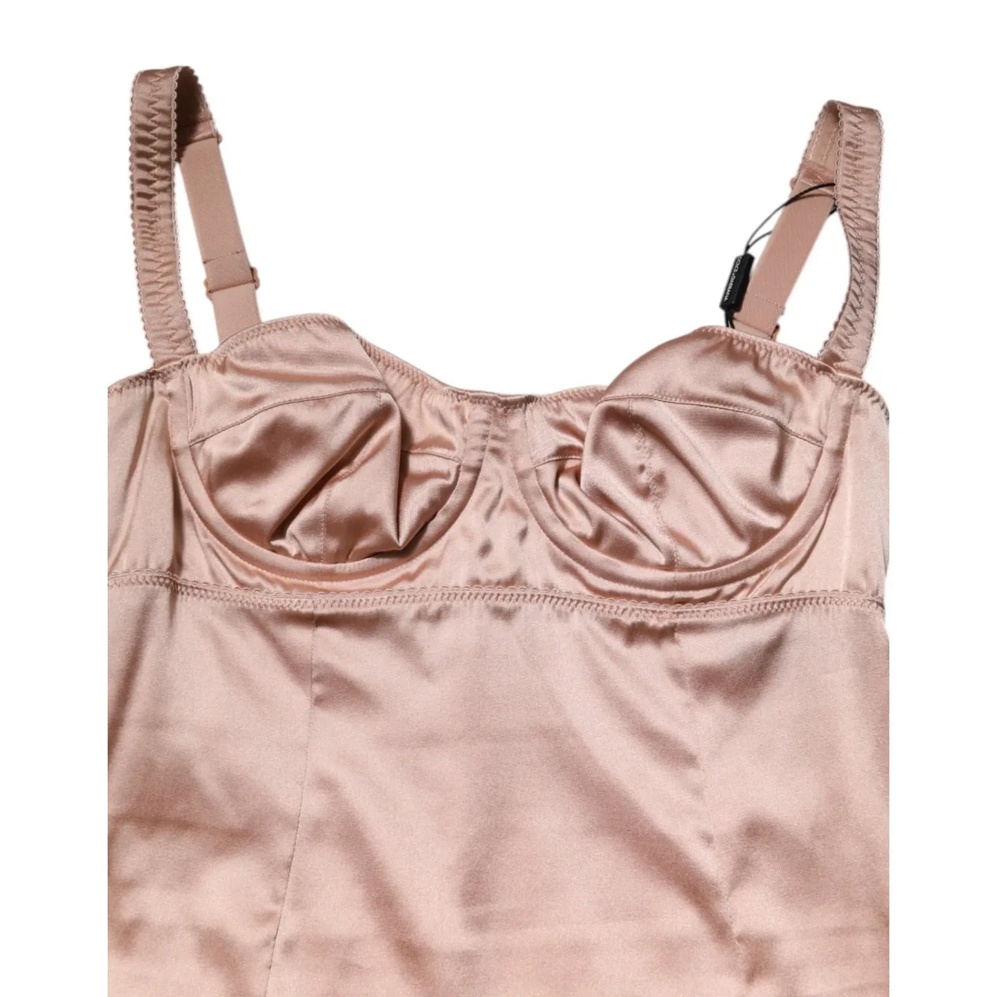 Dolce & Gabbana Blush Pink Silk Satin Bustier Midi Bodycon Dress