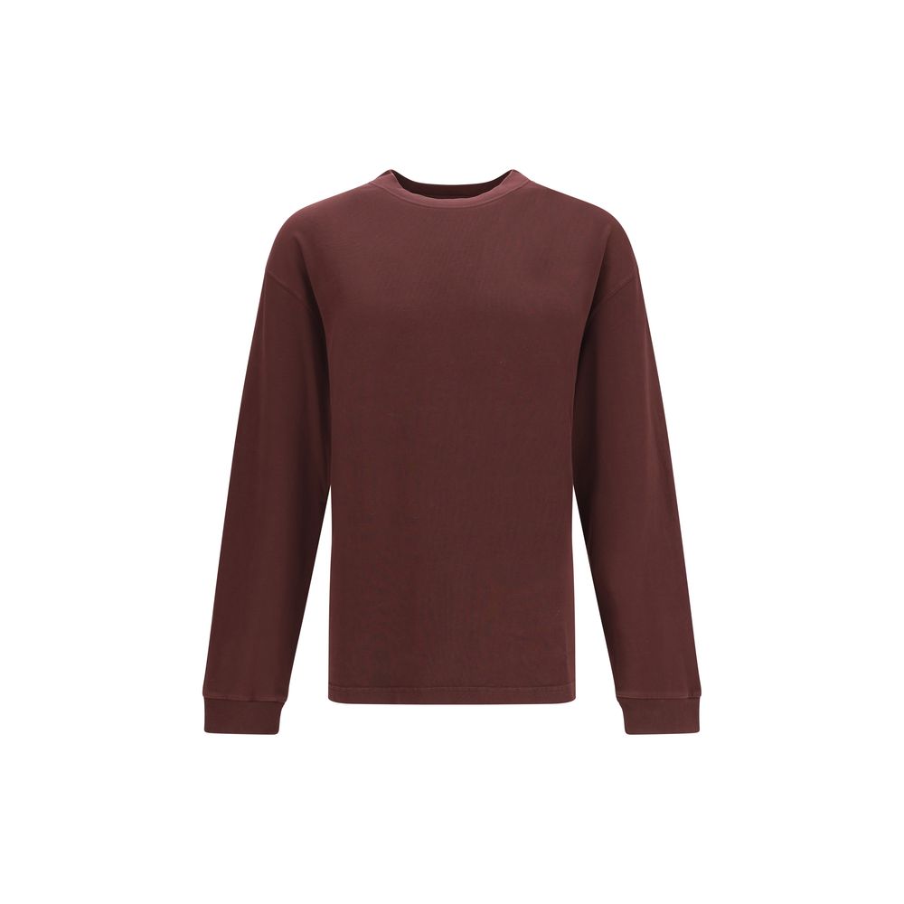 Dolce & Gabbana Bordeaux Cotton Sweatshirt, long-sleeve crew neck, ribbed detailing, elegant compact knit, AW25 collection.