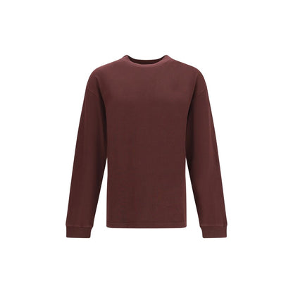 Dolce & Gabbana Bordeaux Cotton Sweatshirt, long-sleeve crew neck, ribbed detailing, elegant compact knit, AW25 collection.