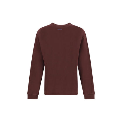 Back view of Dolce & Gabbana Bordeaux Cotton Sweatshirt, long-sleeve crew neck with ribbed detailing, crafted for a refined look.