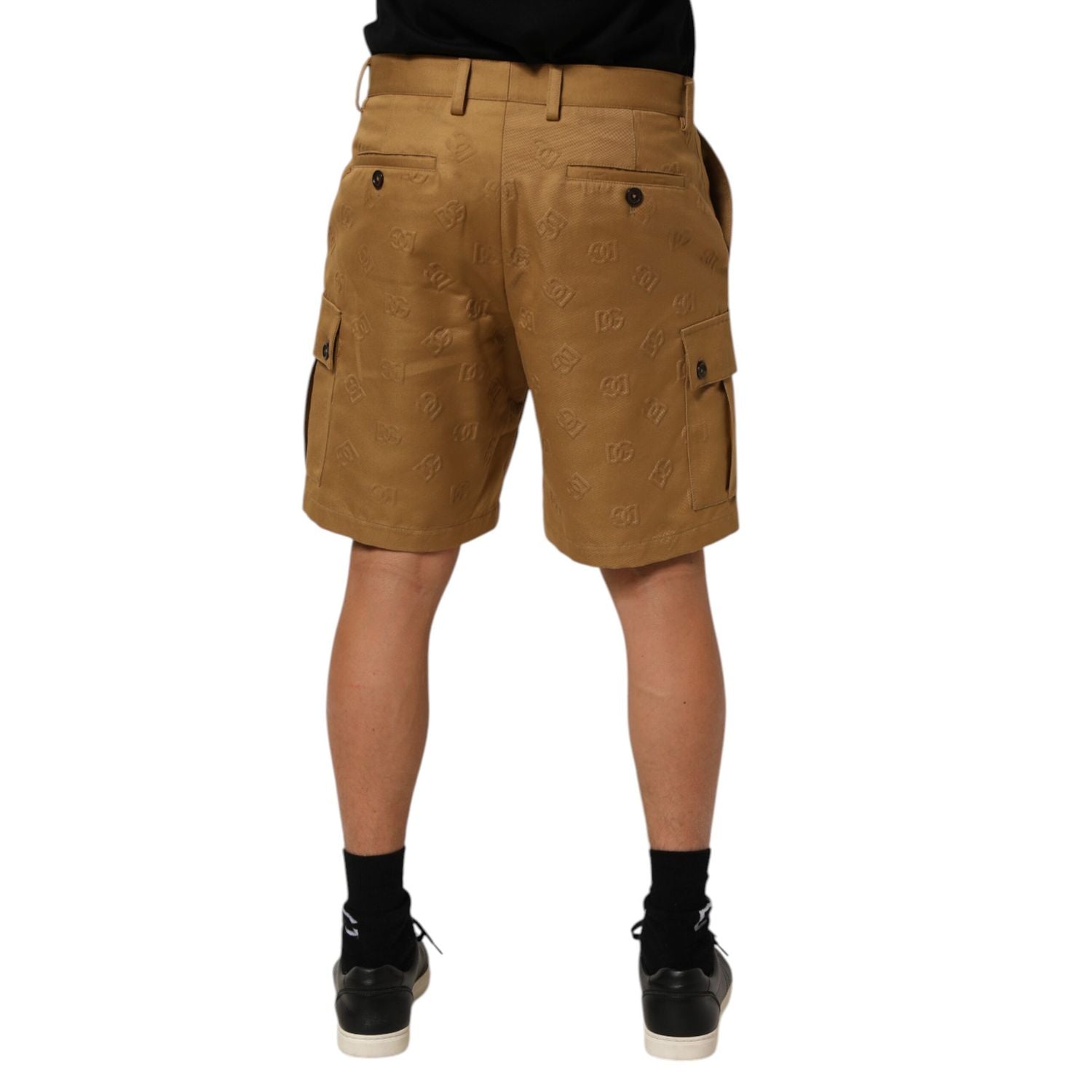 Dolce & Gabbana Brown Cotton Stretch Logo CargoBermuda Shorts