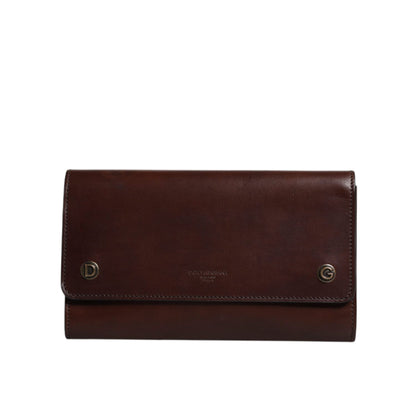 Dolce & Gabbana Brown Leather Logo Embossed Crossbody Bag