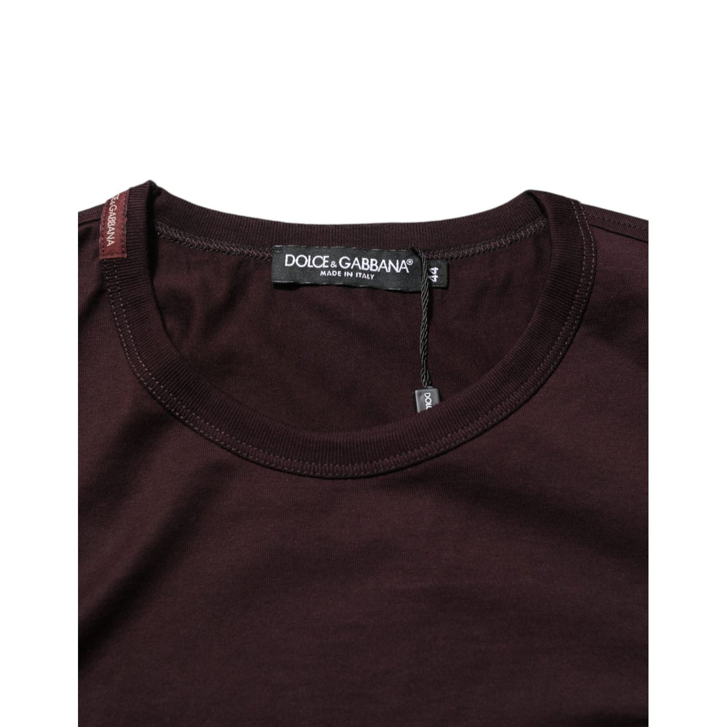 Dolce & Gabbana Brown Logo Plaque Cotton Crew Neck T-shirt