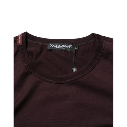 Dolce & Gabbana Brown Logo Plaque Cotton Crew Neck T-shirt