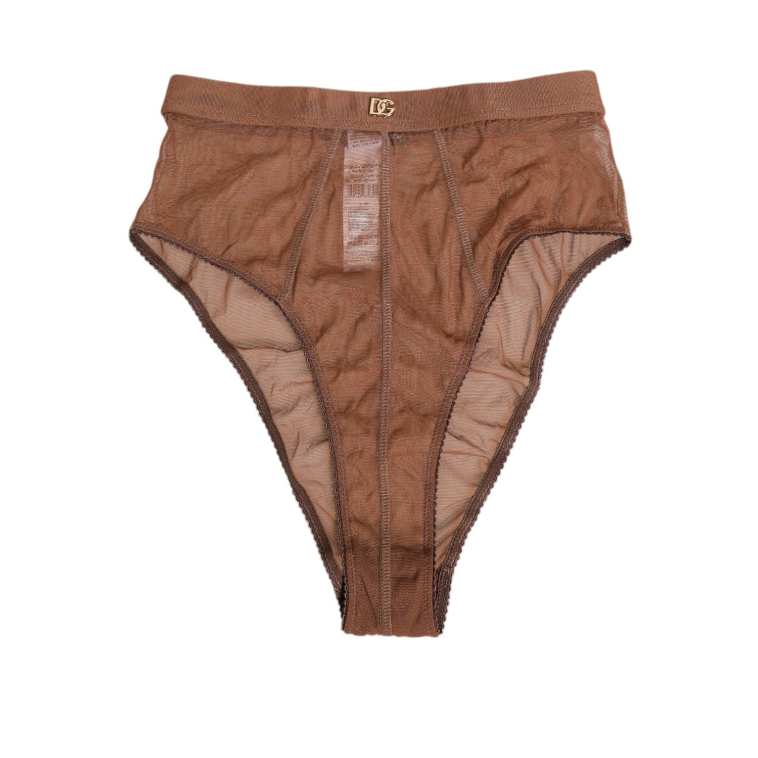 Dolce & Gabbana Brown Sheer Mesh High Waist Briefs Underwear