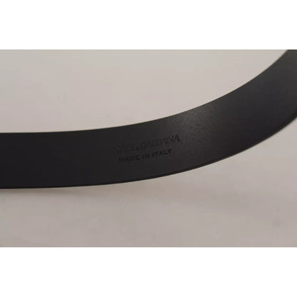 Dolce & Gabbana Calf Leather Silver Tone Black Metal Buckle Belt