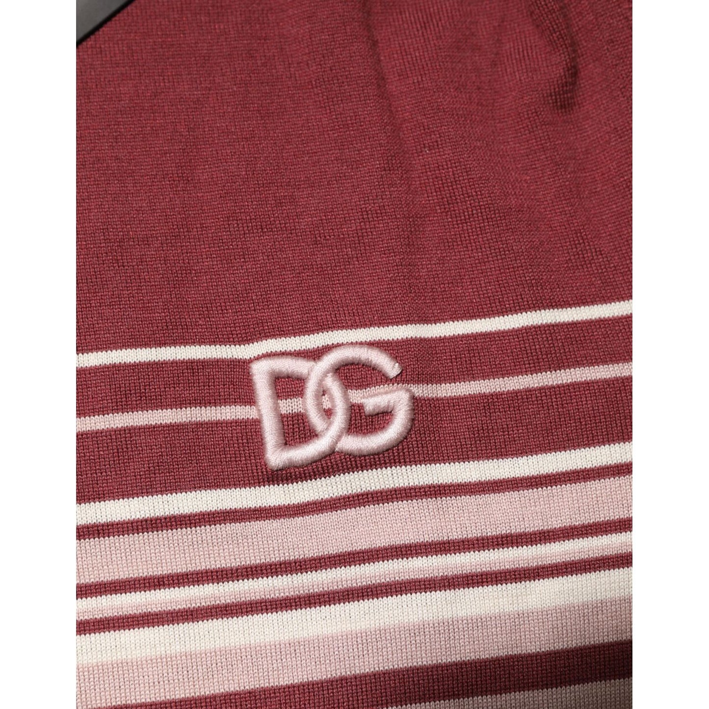 Dolce & Gabbana Cotton Burgundy Striped DG Logo Polo T-shirt