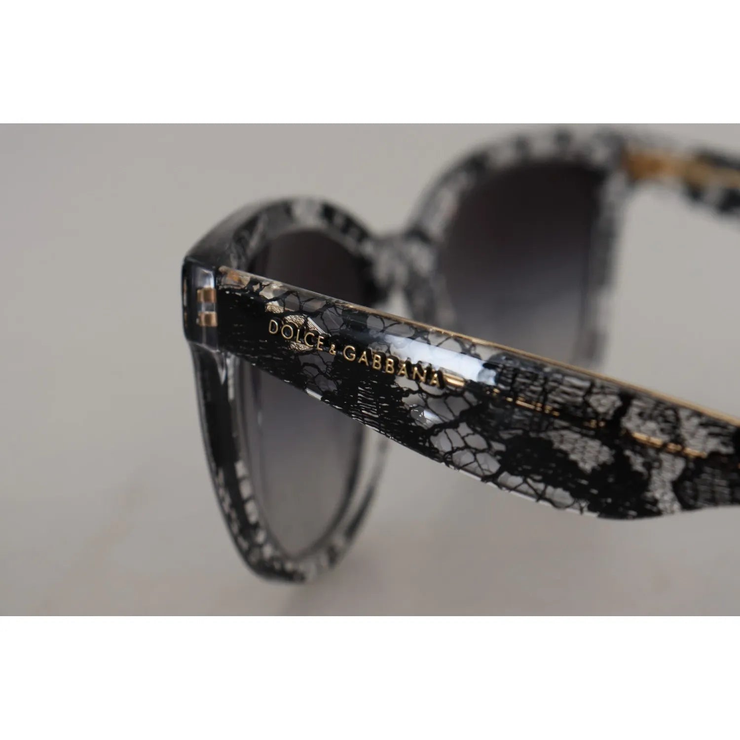 Dolce & Gabbana DG4190 Black Lace Acetate Crystal Round Sunglasses