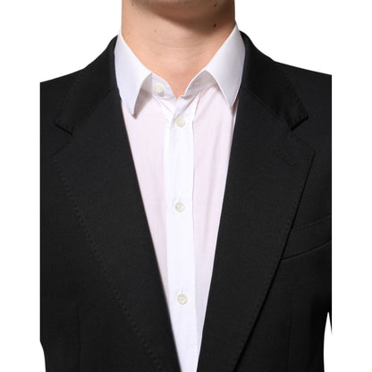 Dolce & Gabbana Dark Blue Cotton Men Jacket Coat Blazer Suit