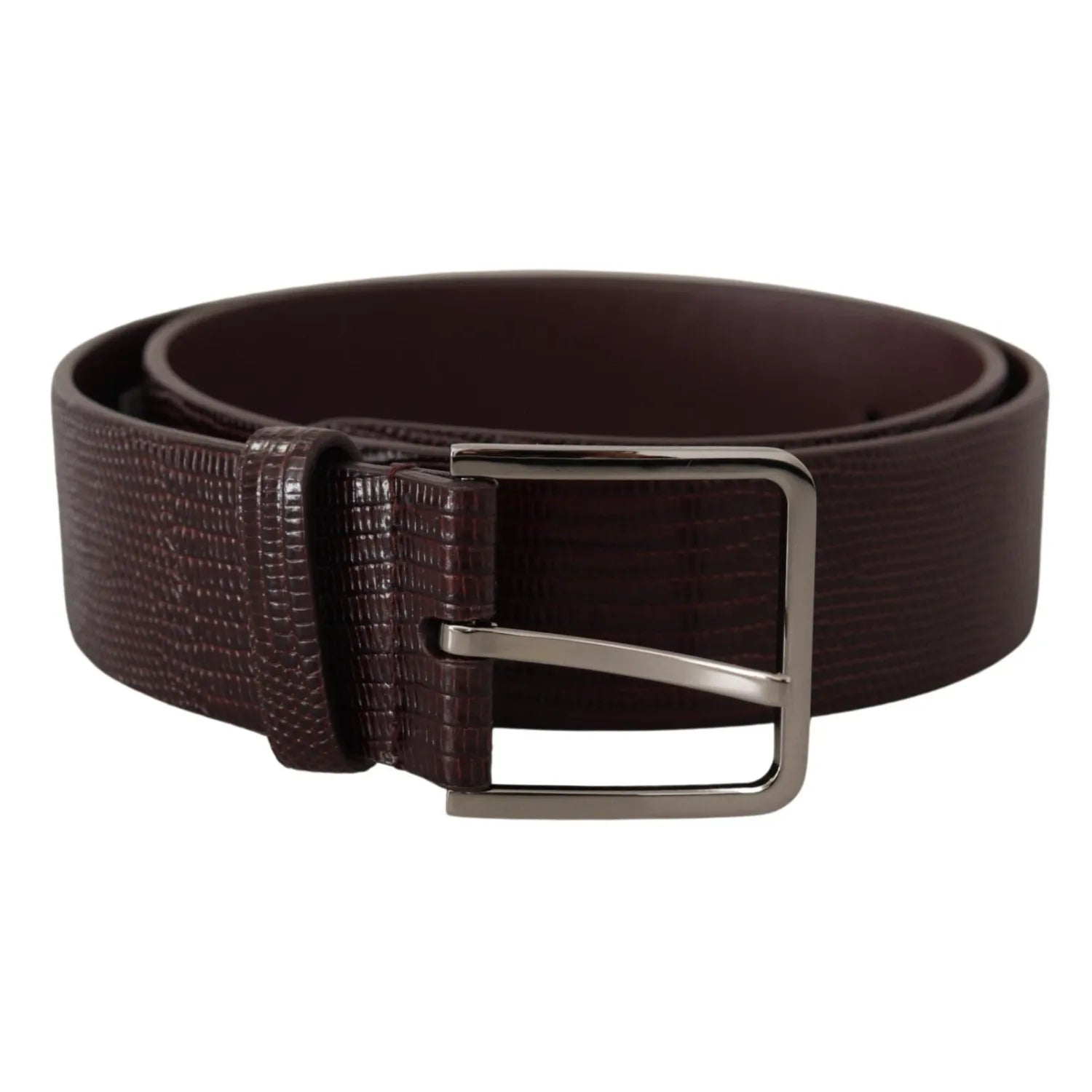 Dolce & Gabbana Dark Brown Calf Leather Silver Logo Metal Buckle Belt