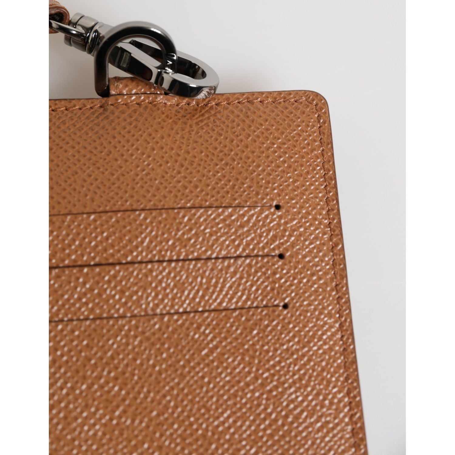 Dolce & Gabbana Dark Brown Leather Lanyard Logo Card Holder Men Wallet