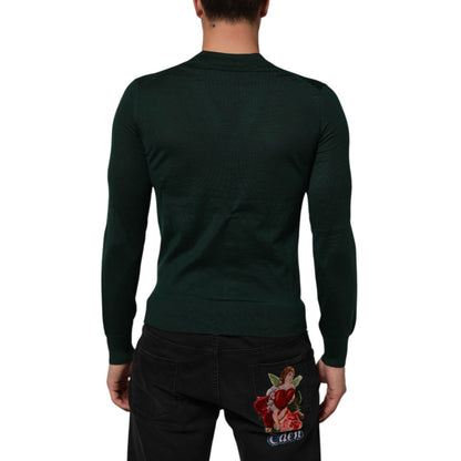 Dolce & Gabbana Dark Green Button Down Men Cardigan Sweater