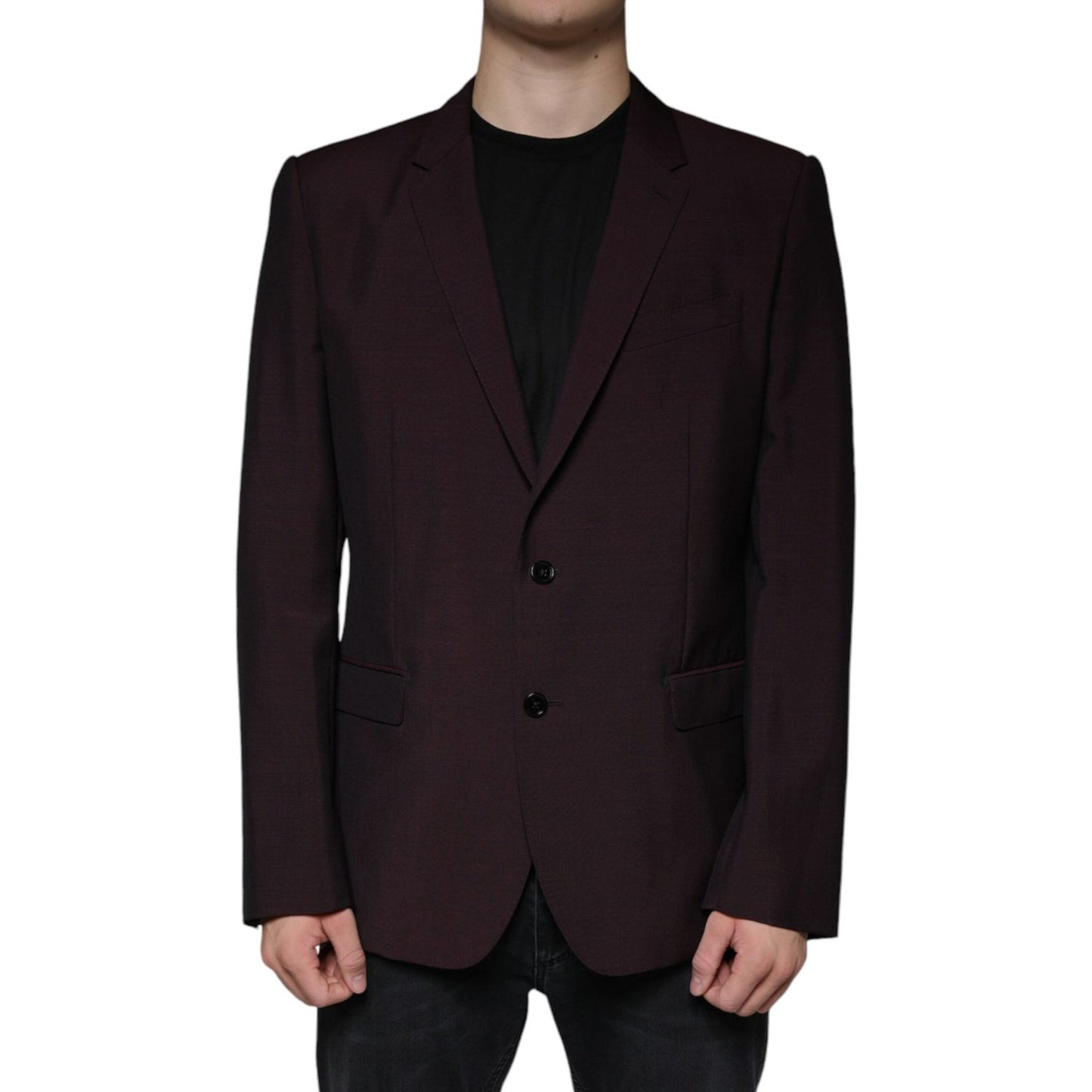 Dolce & Gabbana Bordeaux Wool Single Breasted Dress Blazer JKT4080-54