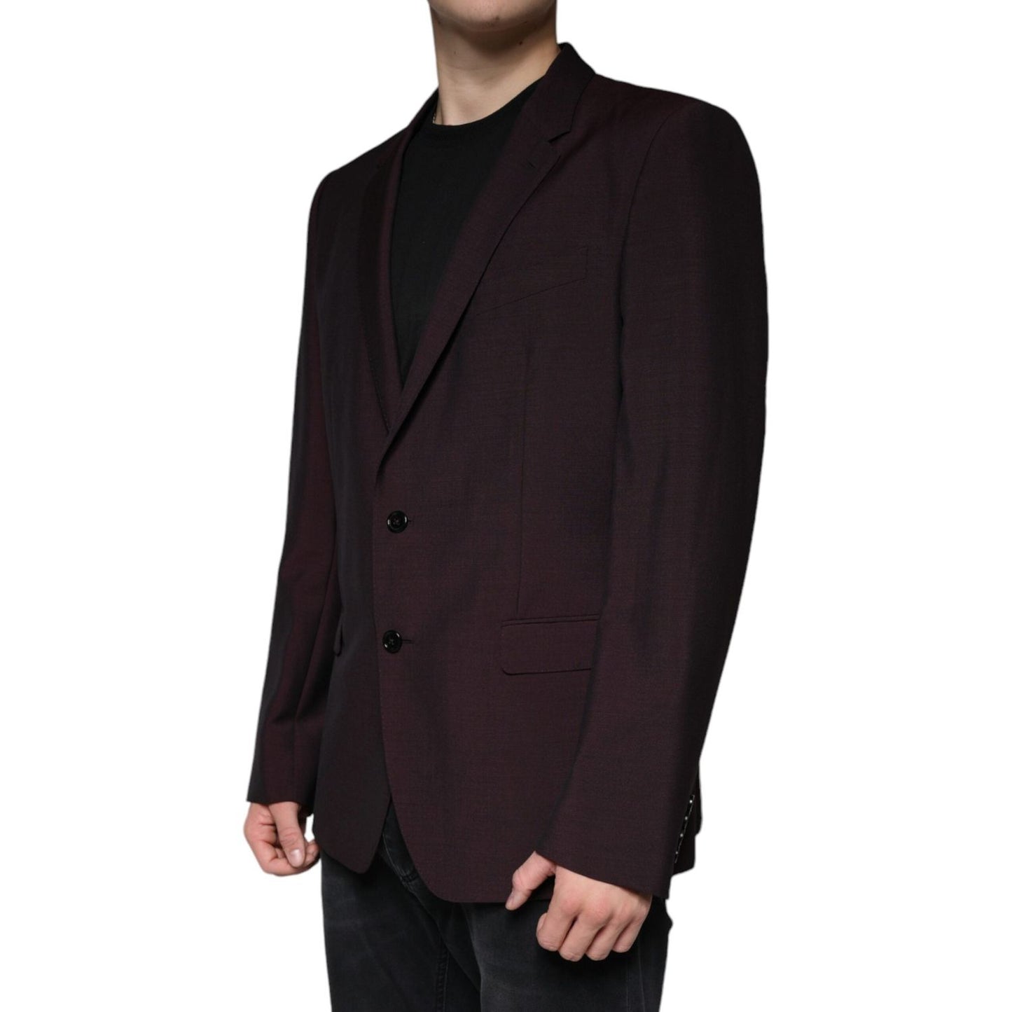 Dolce & Gabbana Bordeaux Wool Single Breasted Dress Blazer JKT4080-54