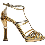 Dolce & Gabbana Gold Leather Baroque Heels Sandals Shoes LA11811-37