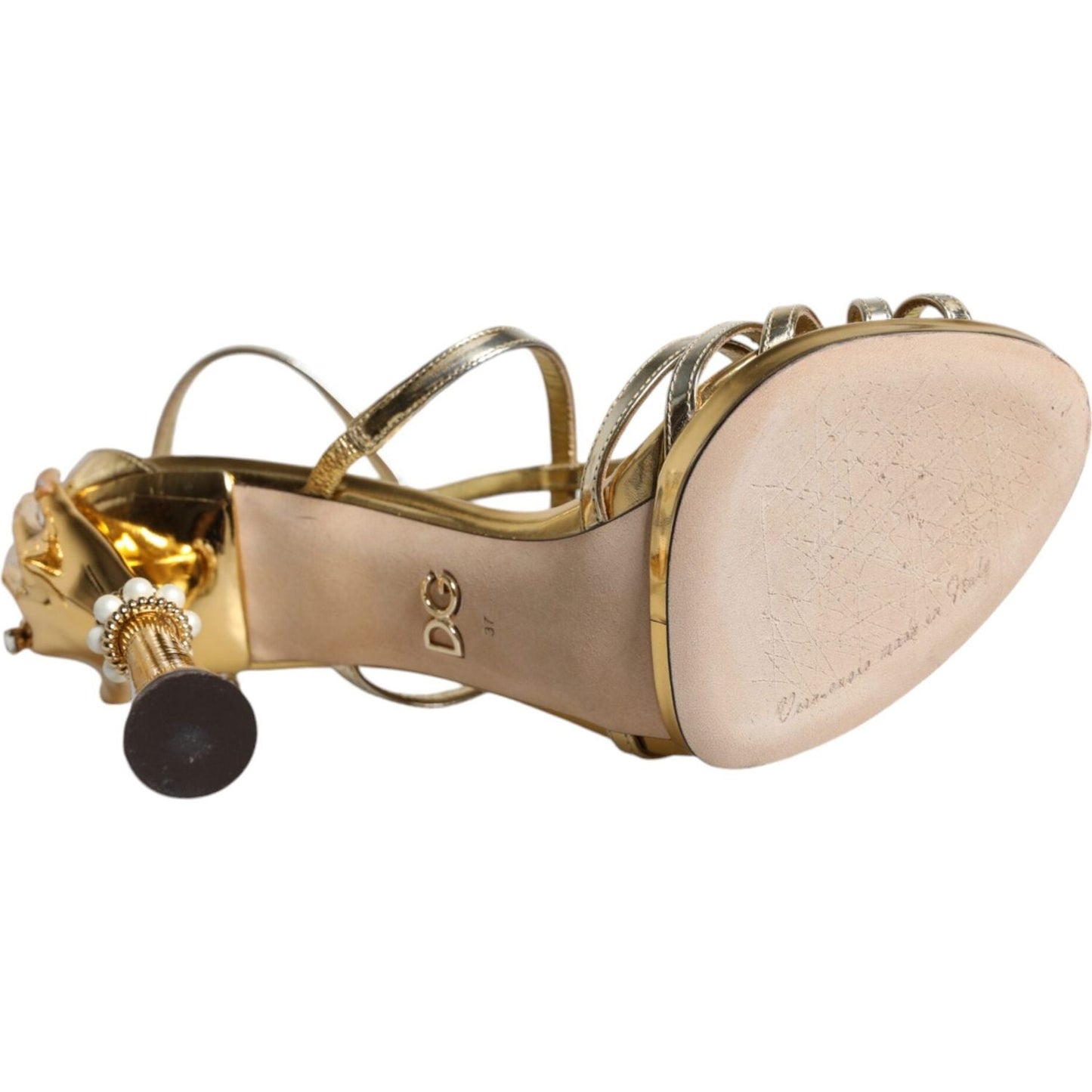 Dolce & Gabbana Gold Leather Baroque Heels Sandals Shoes LA11811-37