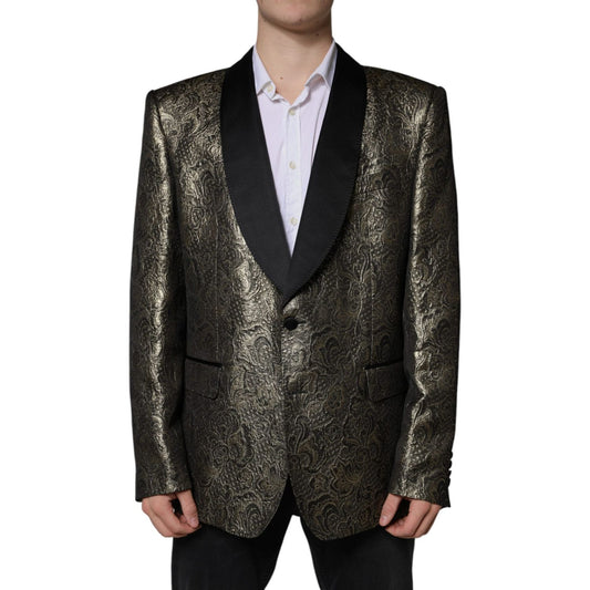 Dolce & Gabbana Gold SICILIA Jacquard Single Breasted Coat Blazer KOS2254-58