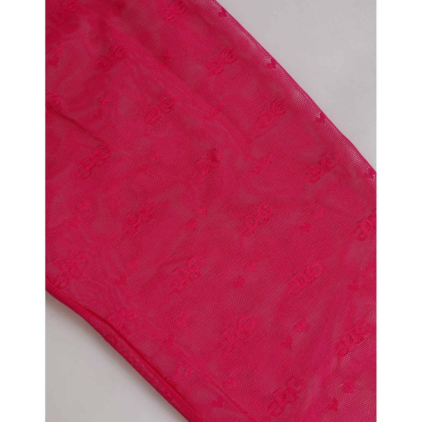 Dolce & Gabbana Fuchsia Nylon Logo Lace Leggings Pants Underwear