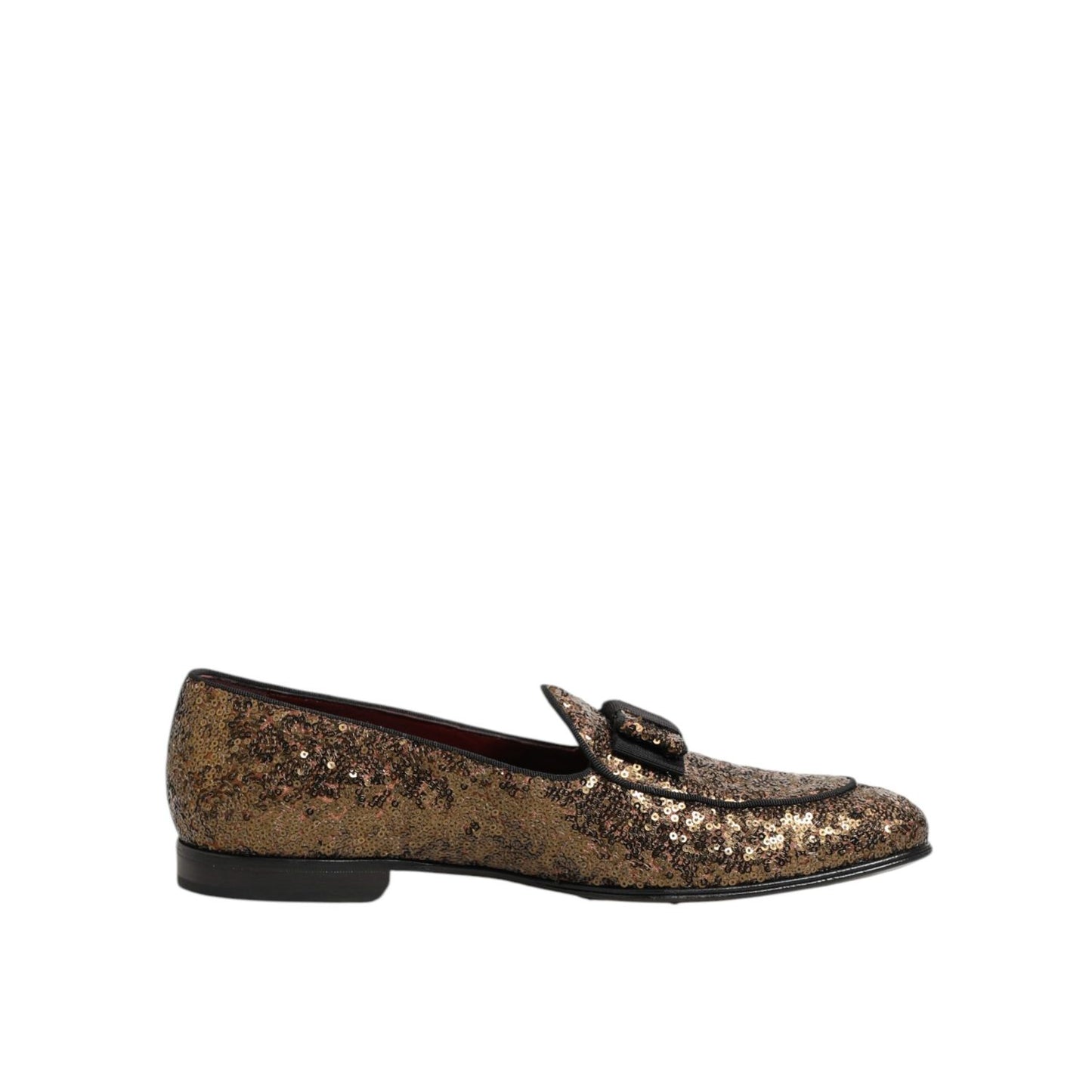 Dolce & Gabbana Gold Sequined Slip On Loafers Men Dress Shoes