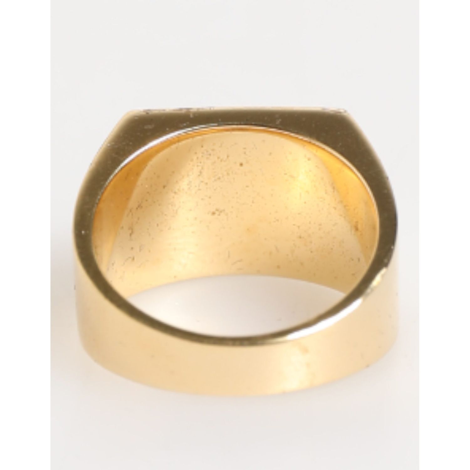 Dolce & Gabbana Gold Tone Brass Signet Square DG Logo Plaque Men Ring