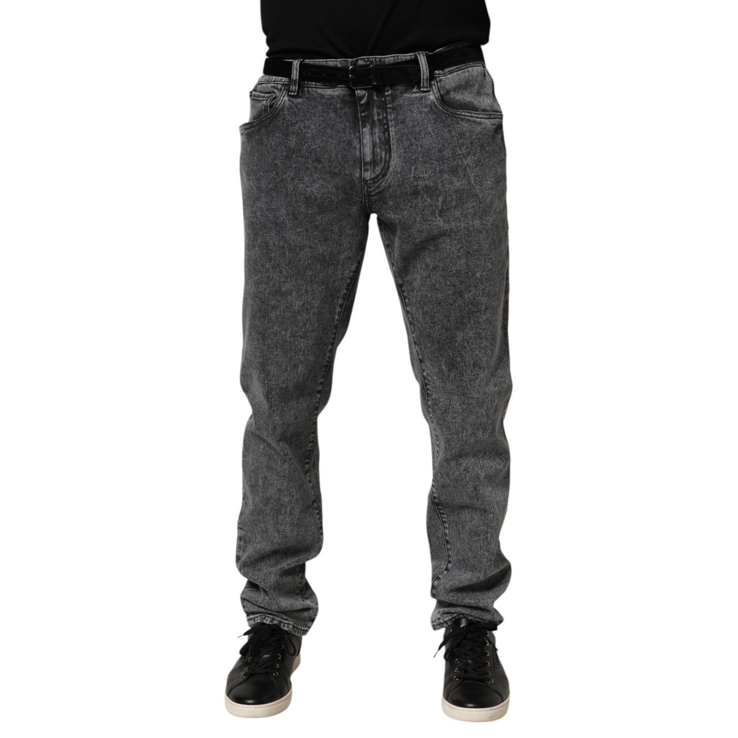 Dolce & Gabbana Gray Cotton Slim Fit Denim Trouser Jeans featuring a sleek, modern look with five-pocket styling.