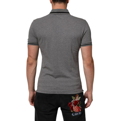 Dolce & Gabbana Gray Logo Embroidery Collared Polo T-shirt