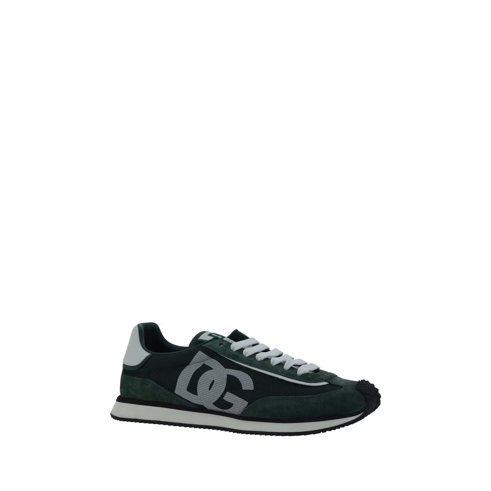 Dolce & Gabbana Green Calf Leather Bos Taurus Athletic Sneakers