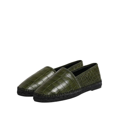 Dolce & Gabbana Green Exotic Leather Espadrilles Slip On Shoes