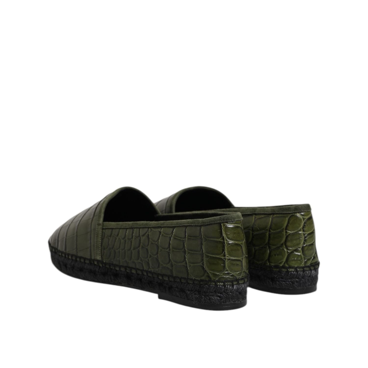 Dolce & Gabbana Green Exotic Leather Espadrilles Slip On Shoes