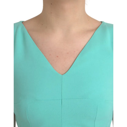 Dolce & Gabbana Green Viscose Sleeveless Sheath Midi Dress