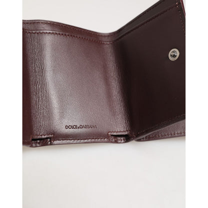 Dolce & Gabbana Leather Embossed Logo Trifold Men Card Holder Dark Brown