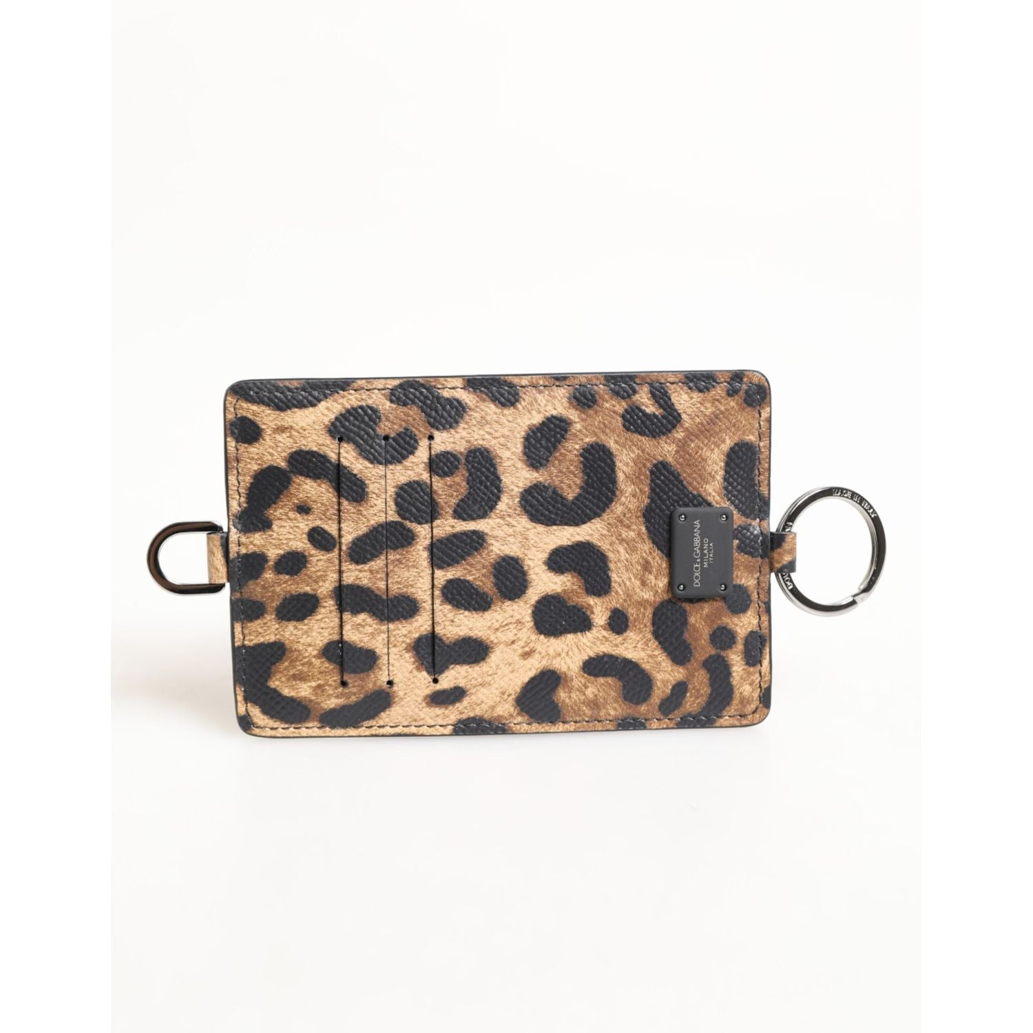 Dolce & Gabbana Leopard Print Leather Embossed Lanyard Card Holder Wallet