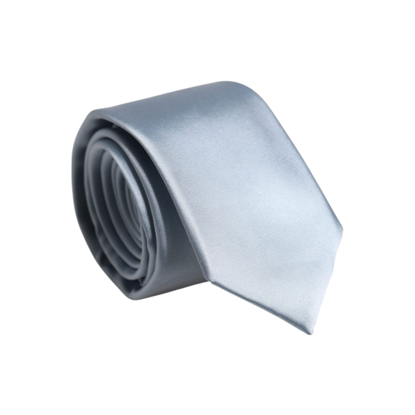 Dolce & Gabbana Light Blue Solid Silk Adjustable Necktie Tie