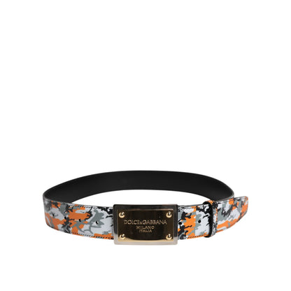 Dolce & Gabbana Multicolor Camouflage Metal Logo Buckle Belt