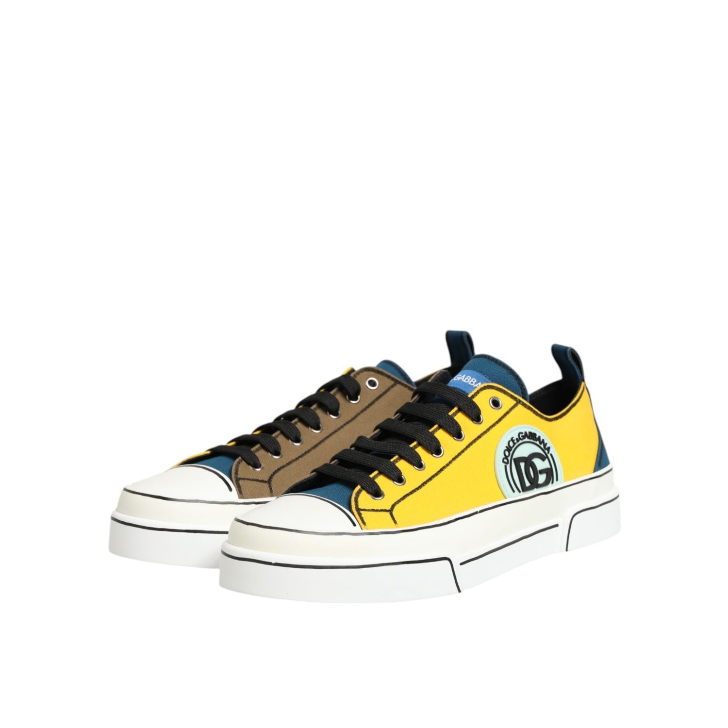 Dolce & Gabbana Multicolor Cotton Logo Low Top Sneakers Shoes