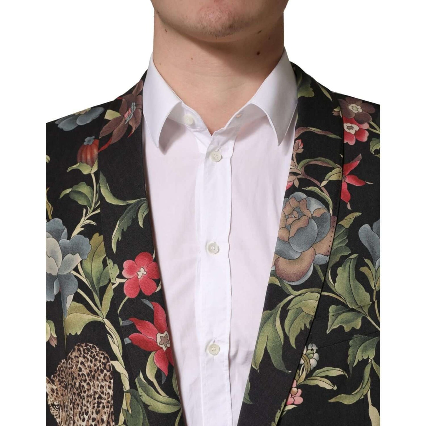 Dolce & Gabbana Multicolor Floral Leopard 1 Button Men Suit Jacket