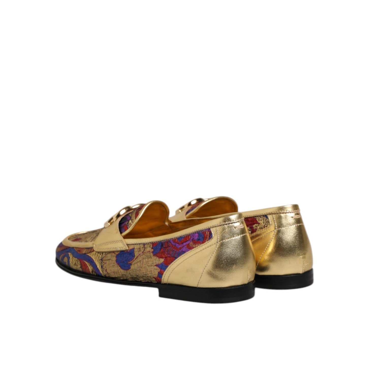 Dolce & Gabbana Multicolor Jacquard Gold DG Logo Loafer Shoes
