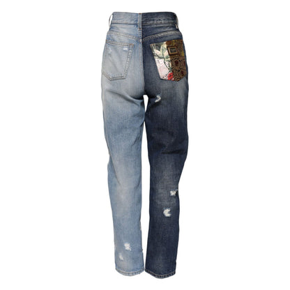 Dolce & Gabbana Multicolor Patchwork Tapered Denim Jeans