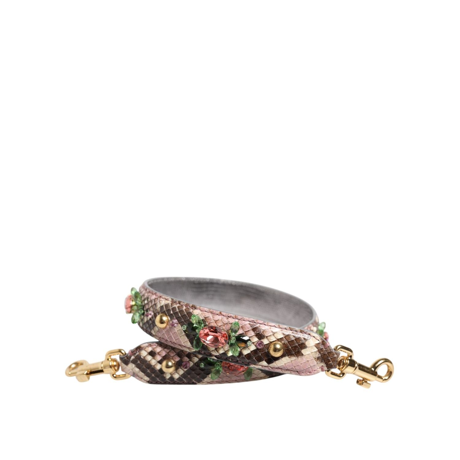 Dolce & Gabbana Multicolor Python Embellished Crystal Stud Shoulder Strap