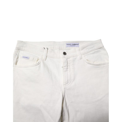 Dolce & Gabbana Off White Cotton Stretch Slim Fit Denim Jeans