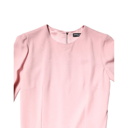 Dolce & Gabbana Pink Viscose 3/4 Sleeves Sheath Midi Dress