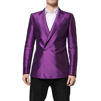 Dolce & Gabbana Purple Double Breasted Men Suit Coat Blazer
