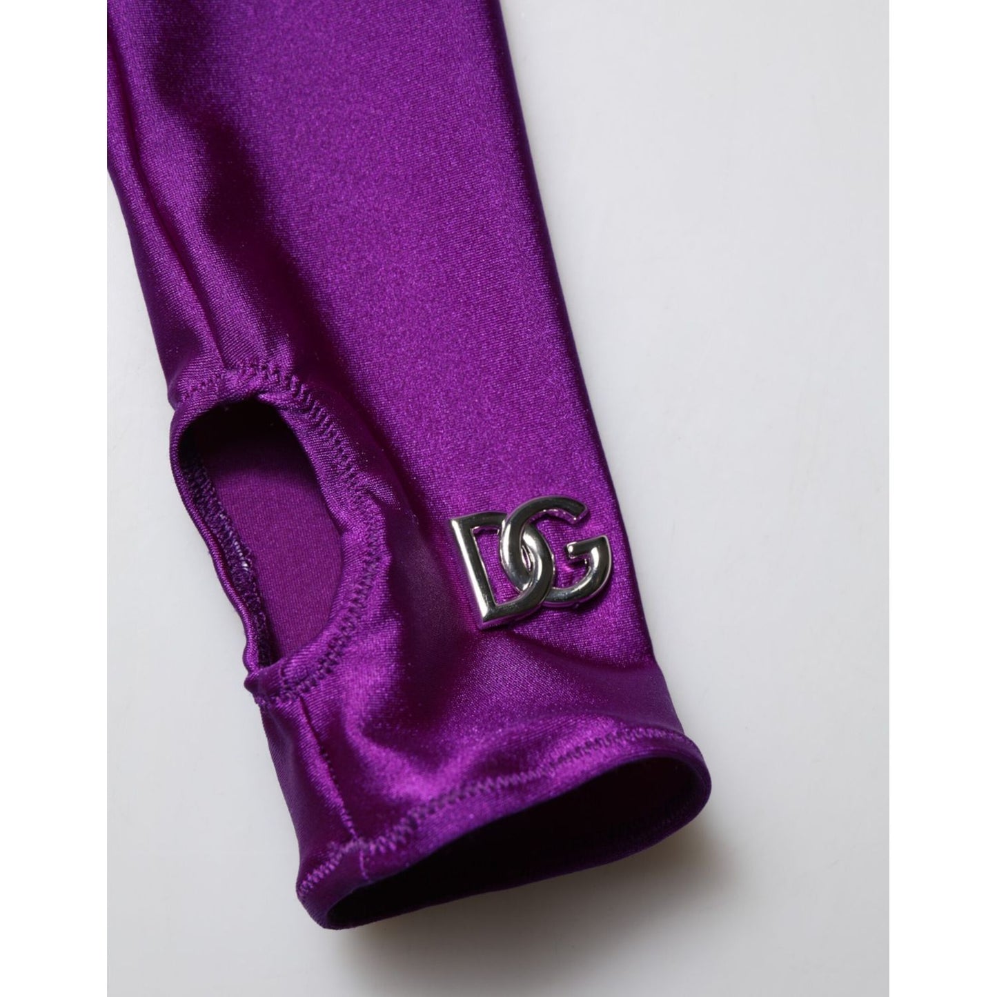 Dolce & Gabbana Purple Nylon Turtleneck Bodycon Jumpsuit Dress