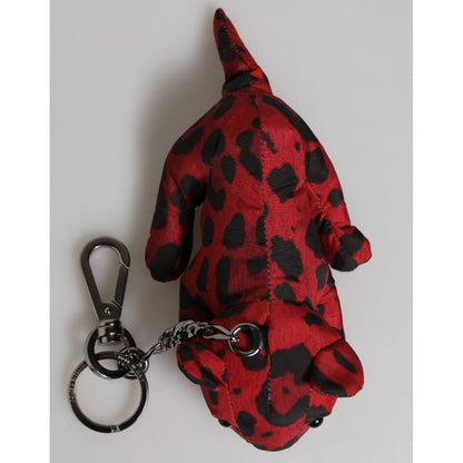 Dolce & Gabbana Red Black Polyester Animal Silhouette Bag Keychain Keyring