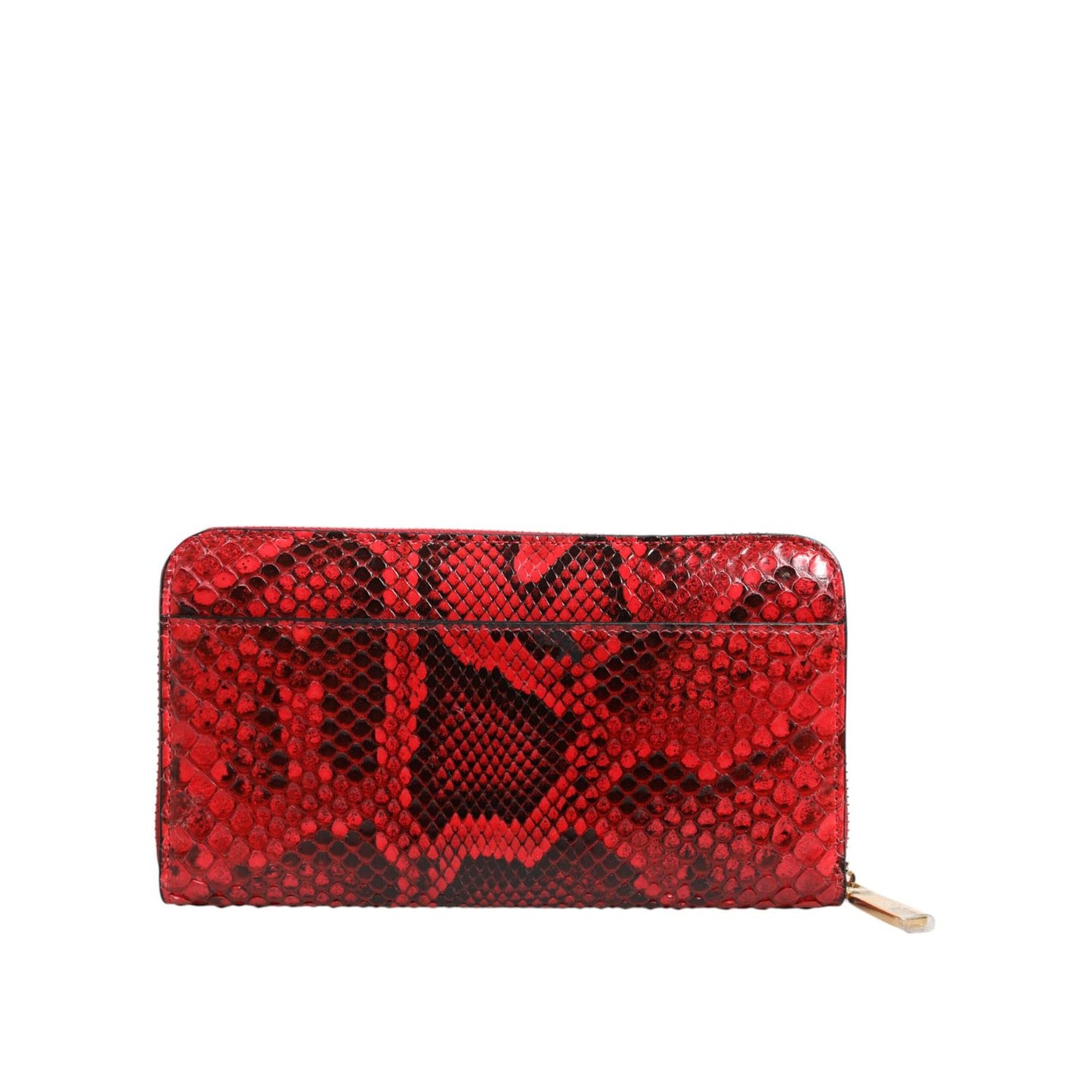 Dolce & Gabbana Red Exotic Leather Zip Around Continental Clutch Wallet