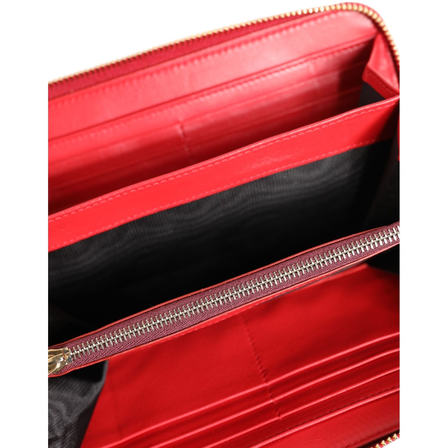 Dolce & Gabbana Red Exotic Leather Zip Around Continental Clutch Wallet