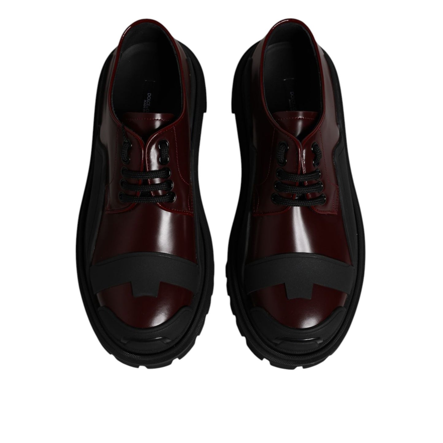Dolce & Gabbana Red Leather Lace Up Trekking Dress Shoes